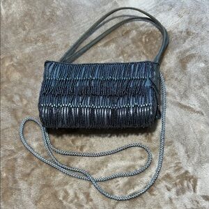 Elegant Silver Beaded Women's Bag